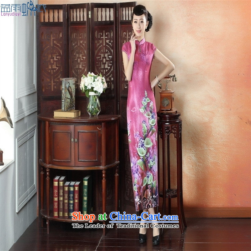New stylish dresses elegant sexy beauty video thin cheongsam dress retro Show elegance of Qipao CQP0008 XXL, blue rain butterfly according to , , , shopping on the Internet