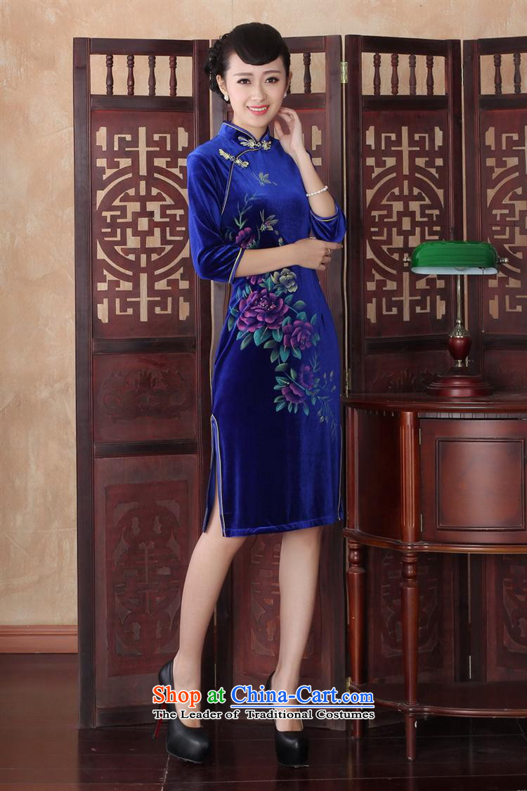 The spring and fall of nostalgia for the gold velour cheongsam look elegant graphics thin in Sau San cuff cheongsam dress SRZX0014 S picture, prices, brand platters! The elections are supplied in the national character of distribution, so action, buy now enjoy more preferential! As soon as possible.