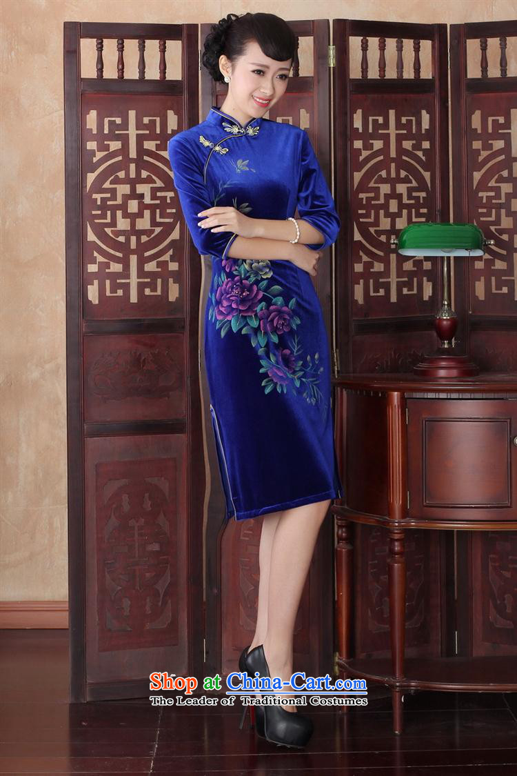 The spring and fall of nostalgia for the gold velour cheongsam look elegant graphics thin in Sau San cuff cheongsam dress SRZX0014 S picture, prices, brand platters! The elections are supplied in the national character of distribution, so action, buy now enjoy more preferential! As soon as possible.