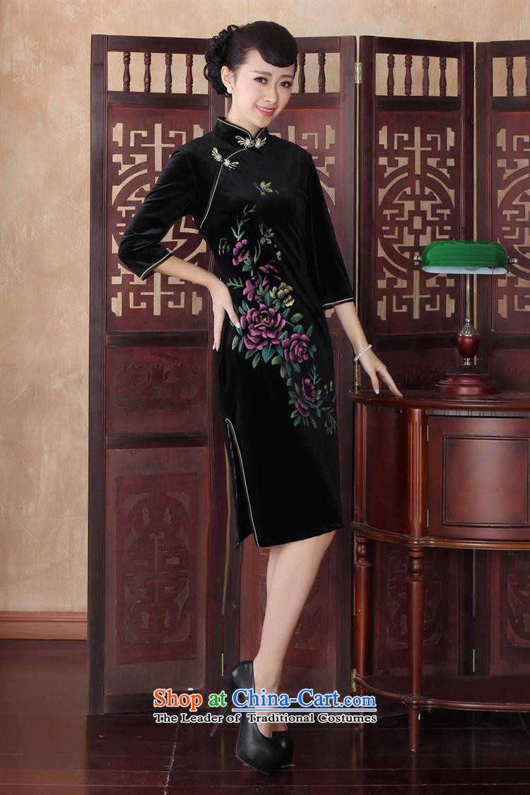Qipao New hand-painted in long antique style qipao banquet qipao velvet skirt SRZX0012 XXL picture, prices, brand platters! The elections are supplied in the national character of distribution, so action, buy now enjoy more preferential! As soon as possible.