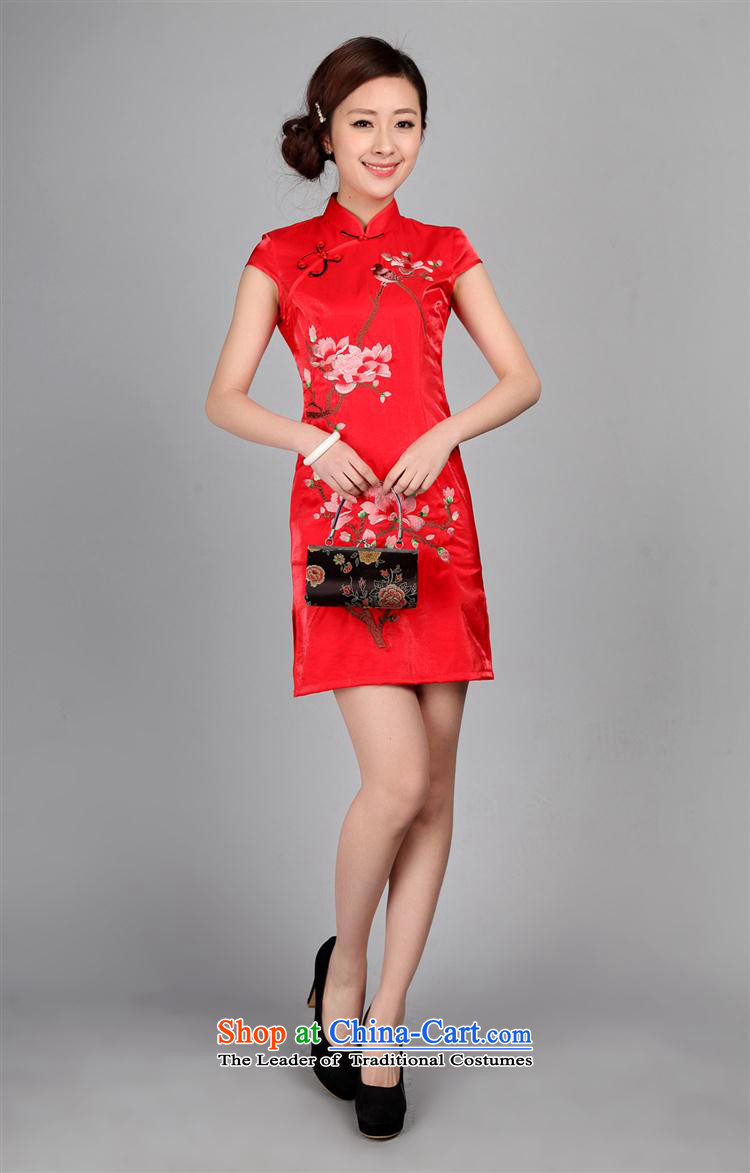 Tang dynasty qipao marriage wedding ceremonies flower embroidery show short cheongsam RED M picture, prices, brand platters! The elections are supplied in the national character of distribution, so action, buy now enjoy more preferential! As soon as possible.
