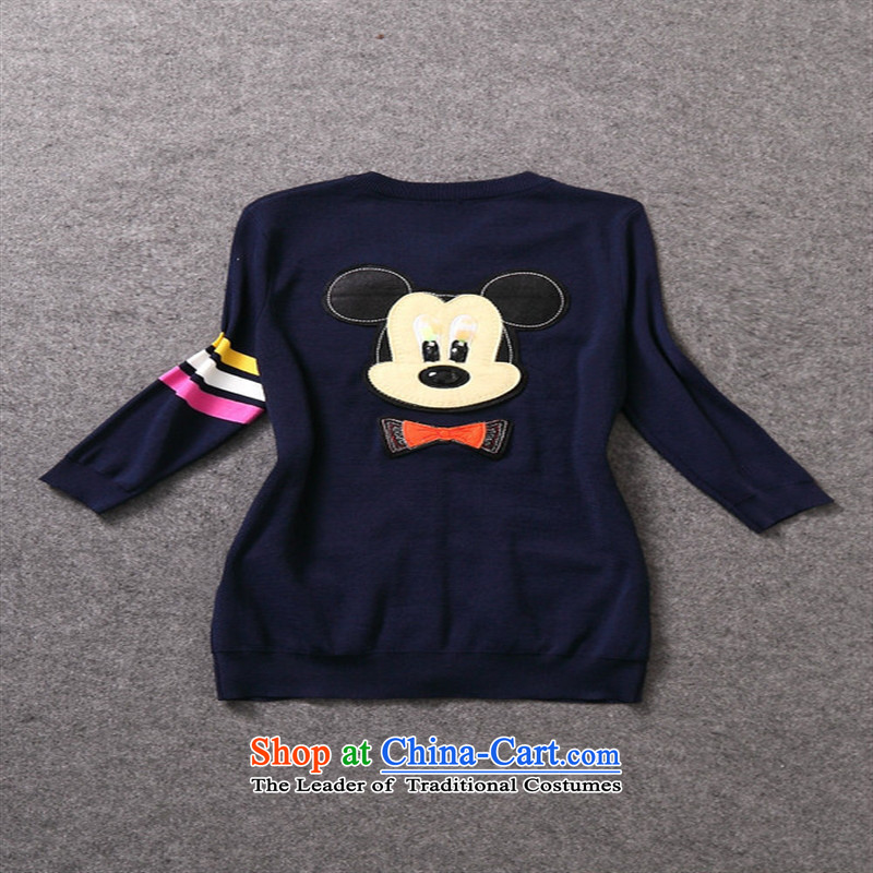 The main new products, Europe and the external trade of the 2014 autumn female Mickey stamp long-sleeved sweater knit shirts W319B3 royal blue , L, blue rain butterfly according to , , , shopping on the Internet