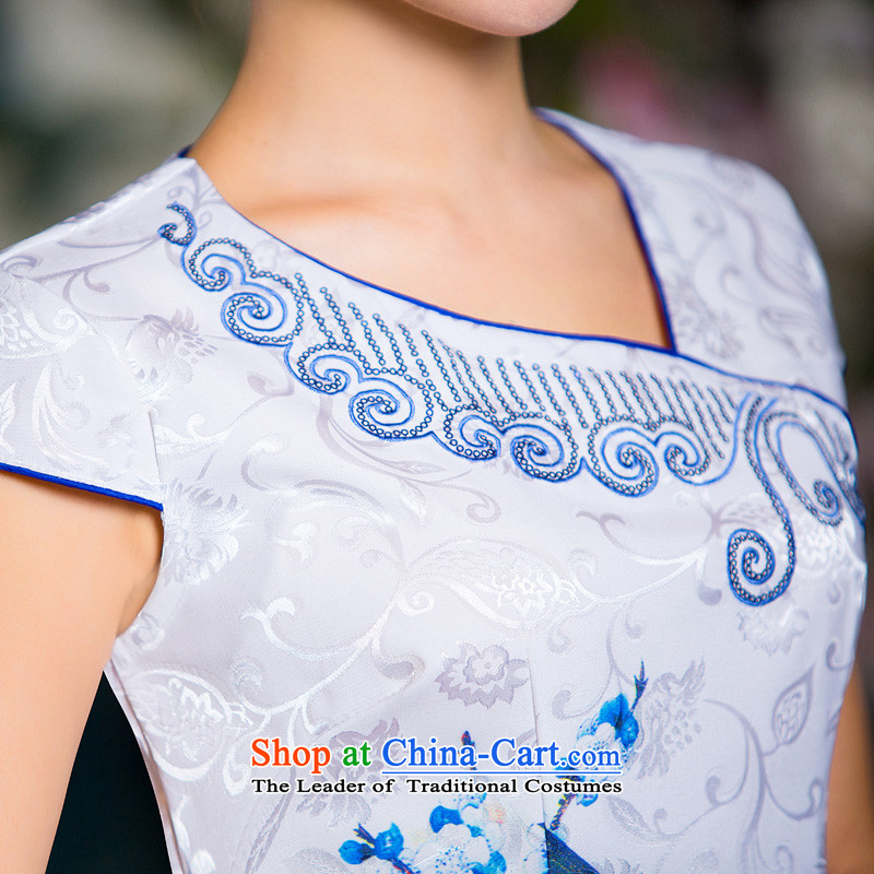 Time the new 2015 Syria qipao stylish large retro improved qipao skirt daily Ms. Sau San dresses, Choo replacing qipao short white M Time Syrian shopping on the Internet has been pressed.