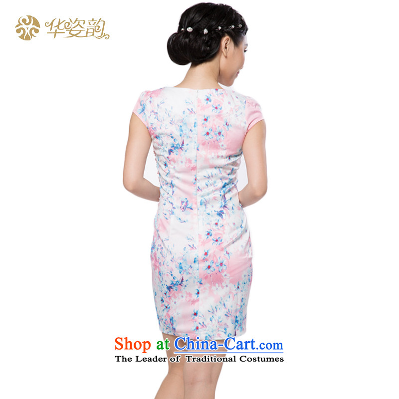 China 2015) to position the skirt summer larger ethnic Chinese Tang dynasty embroidery retro short-sleeved qipao skirt improved daily Ms. shirt elegant skirt pink XXL, He Hua Gigi Lai following shopping on the Internet has been pressed.
