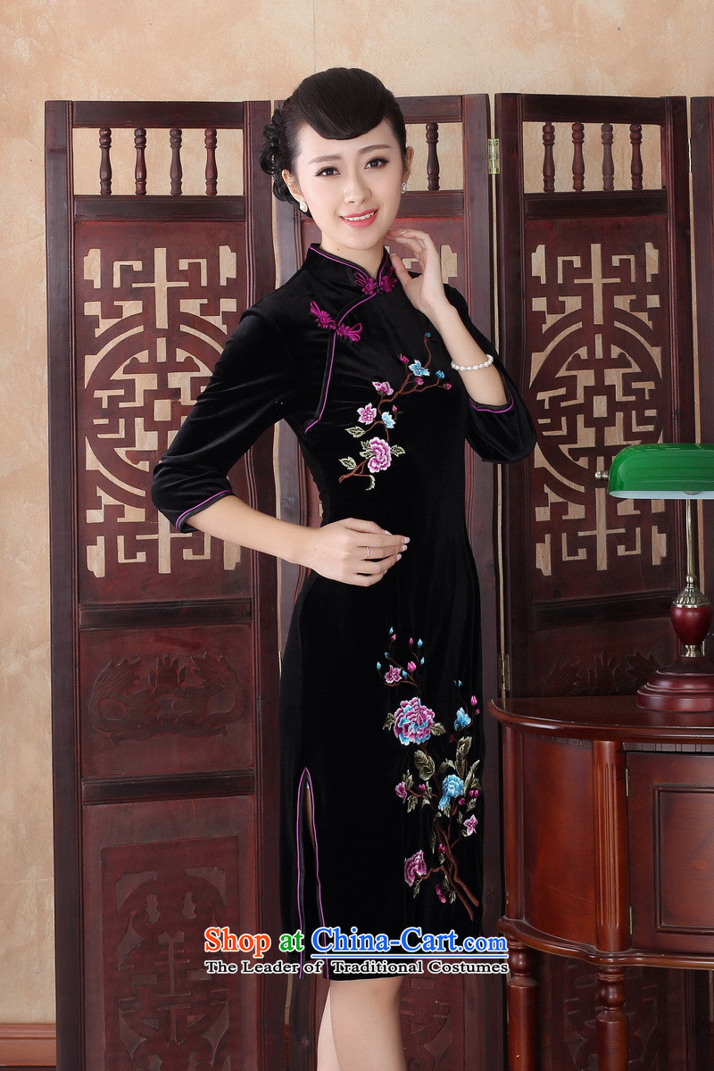 In cuff cheongsam dress temperament Fall/Winter Collections Stylish retro large gold velour SRZX0016 dress S picture mother, prices, brand platters! The elections are supplied in the national character of distribution, so action, buy now enjoy more preferential! As soon as possible.