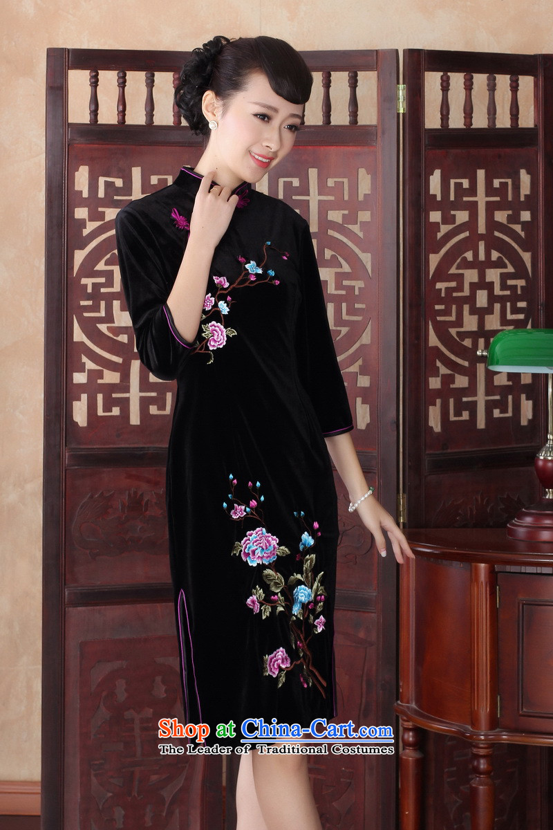 In cuff cheongsam dress temperament Fall/Winter Collections Stylish retro large gold velour SRZX0016 dress S picture mother, prices, brand platters! The elections are supplied in the national character of distribution, so action, buy now enjoy more preferential! As soon as possible.