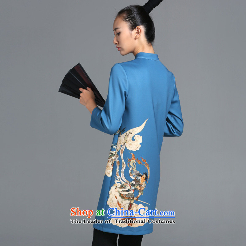 【 mustard original as soon as possible to the heart / China wind WONG Shek-Tiger Eye improved qipao female dresses autumn and winter long-sleeved cheongsam dress new sky blue spot S, mustard original (zenmo) , , , shopping on the Internet