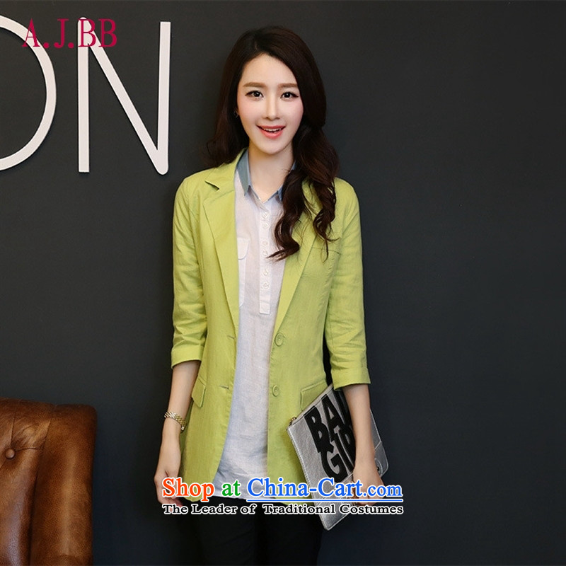 Memnarch 琊 2015 Ms. Anne New Small Business Suit Low Women's jacket Korean cotton linen leisure suit light green M,A.J.BB,,, shopping on the Internet