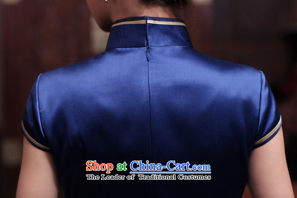 Love of birds in Spring 2015, the Lab new short-sleeved manually push embroidered heavyweight Silk Cheongsam QD444 XXL- blue 15 days pre-sale prices, pictures, brand platters! The elections are supplied in the national character of distribution, so action, buy now enjoy more preferential! As soon as possible.