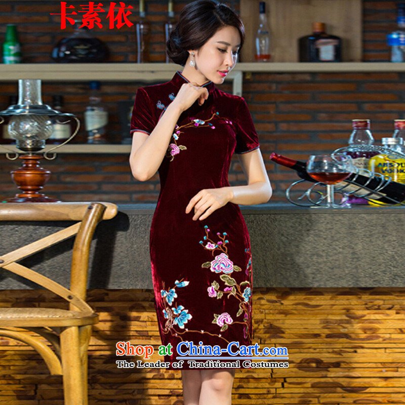 In accordance with the 2015 Carlisle-three new moms wedding Kim scouring pads retro dresses cheongsam dress improved XXL, Green Card of skirt (kasuyi) , , , shopping on the Internet