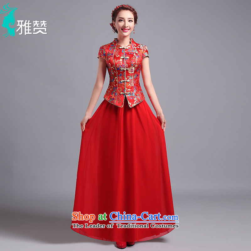 Jacob Chan wedding dresses bride Chinese wedding dress long summer and fall of 2015 new short-sleeved costume Sau Wo Service     Red Red XXL, Jacob Chan (YAZAN) , , , shopping on the Internet