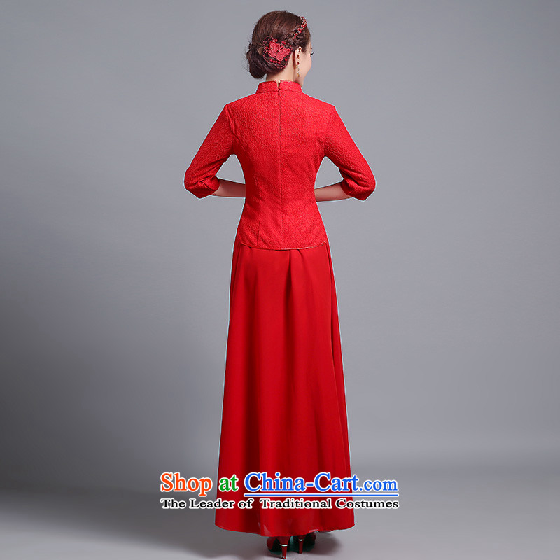 Jacob Chan bride bows long service new summer and fall of 2015, the Chinese style wedding dresses in long-sleeved engraving lace wedding dress red red XXL, Jacob Chan (YAZAN) , , , shopping on the Internet