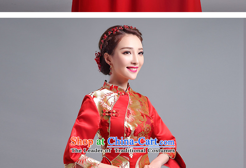 Jacob Chan bride cheongsam dress bows service long gold embroidery in long-sleeved 2015 new summer and fall of ancient wedding dress uniform Sau Wo Red L picture, prices, brand platters! The elections are supplied in the national character of distribution, so action, buy now enjoy more preferential! As soon as possible.