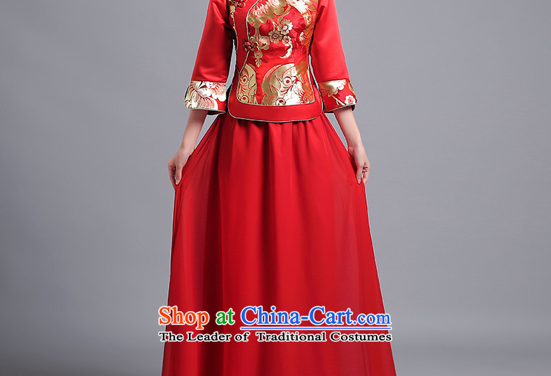 Jacob Chan bride cheongsam dress bows service long gold embroidery in long-sleeved 2015 new summer and fall of ancient wedding dress uniform Sau Wo Red L picture, prices, brand platters! The elections are supplied in the national character of distribution, so action, buy now enjoy more preferential! As soon as possible.