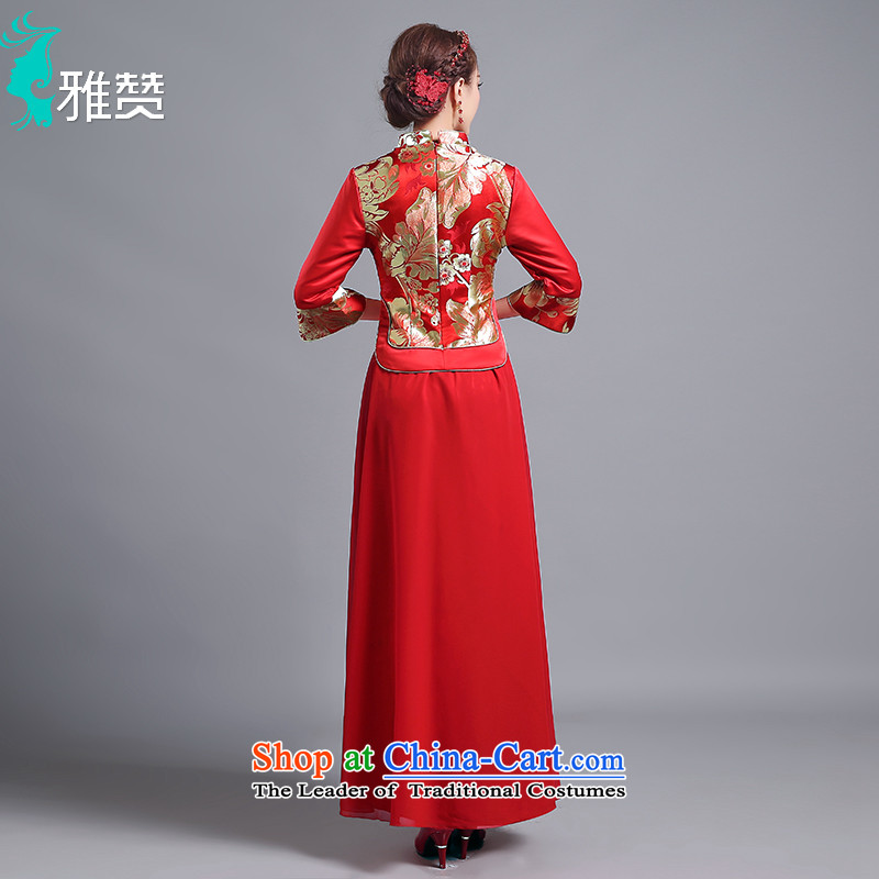 Jacob Chan bride cheongsam dress bows service long gold embroidery in long-sleeved 2015 new summer and fall of ancient wedding dress uniform Sau Wo red , L, Jacob Chan (YAZAN) , , , shopping on the Internet