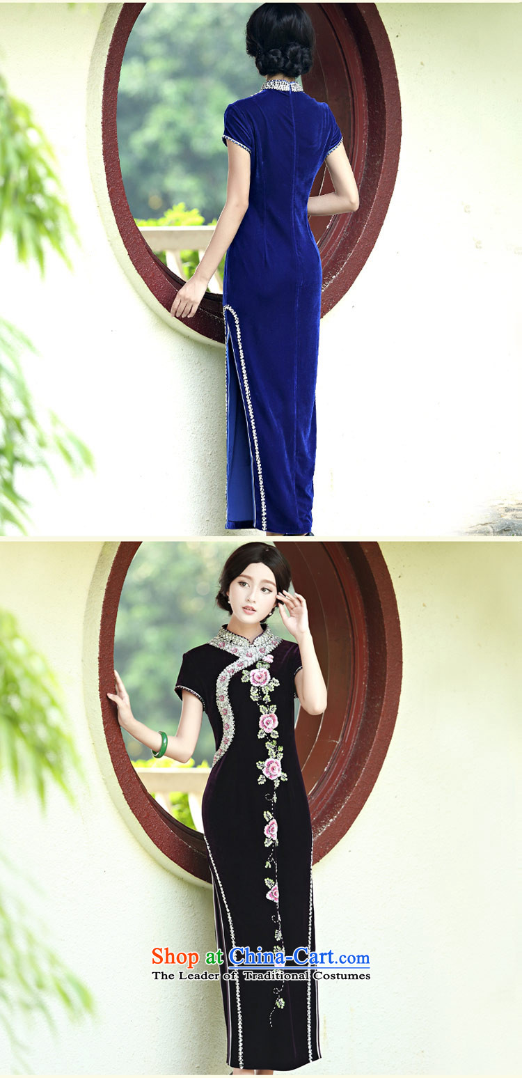 Ms. wedding Kim scouring pads 7 long-sleeved cheongsam dress dresses autumn and winter, Retro temperament improved large blue long-sleeved long XL Photo, prices, brand platters! The elections are supplied in the national character of distribution, so action, buy now enjoy more preferential! As soon as possible.
