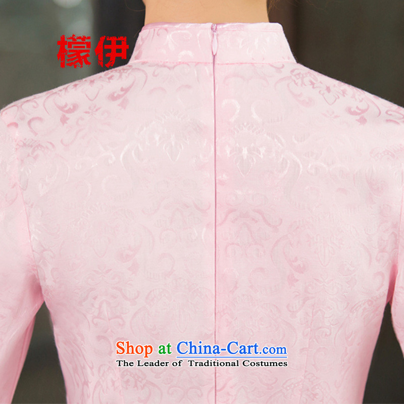 The city of 2015 Summer new daily cheongsam dress retro style two kit in Pink Sleeves , L (mengyi city shopping on the Internet has been pressed.)