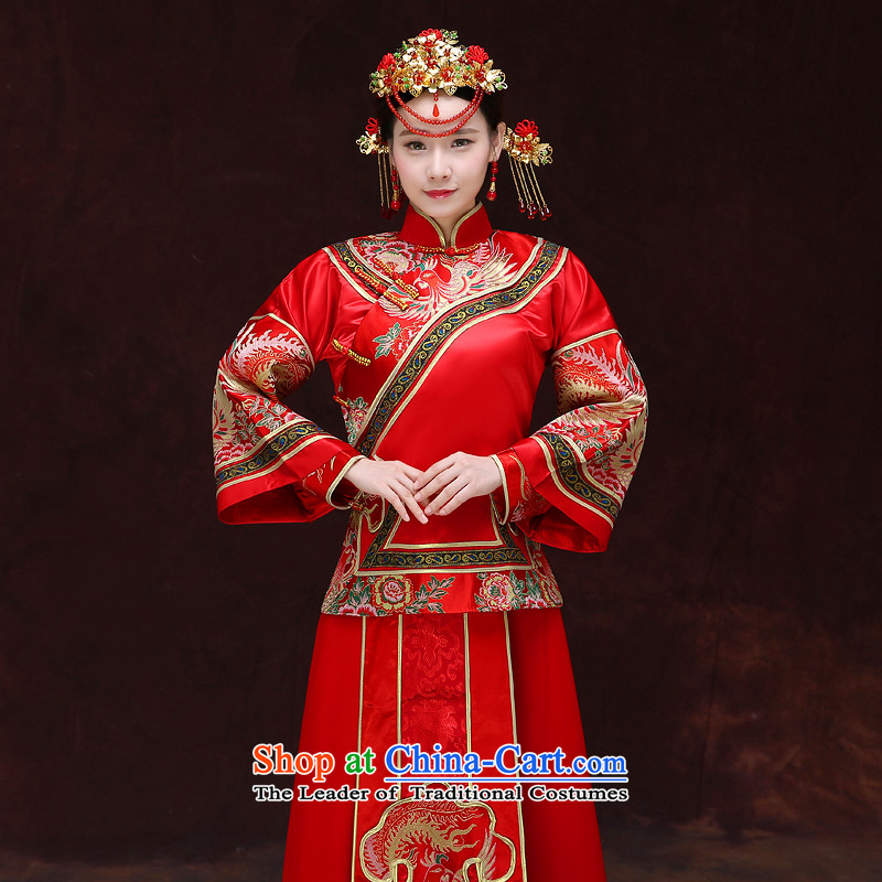 Tsai Hsin-soo Wo Service dream 2015 New Chinese Dress bride hi retro services services use the dragon costume bows cheongsam wedding clothes of the AFC Champions Bangladesh previous Popes are placed Bong-A + model Head Ornaments of brassieres 90 XS Tsai H