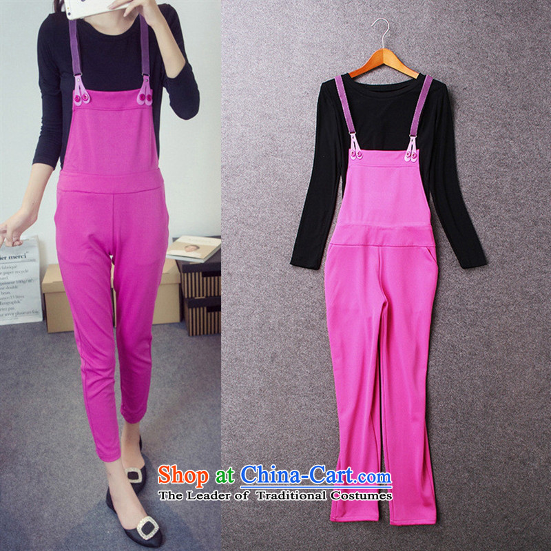 The main new_ Autumn 2015 Western female european style of red site jumpsuits two kits B0809 figure?L