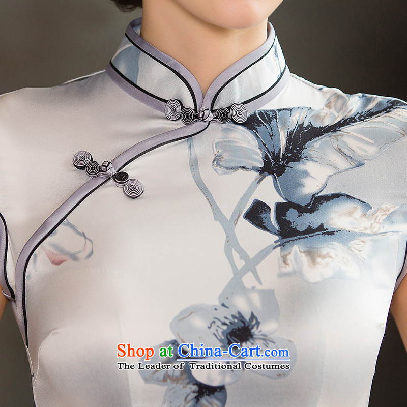 Pca qipao improved China wind collar is cut, the new dresses 521152 skirt silver flower L,pca,,, shopping on the Internet