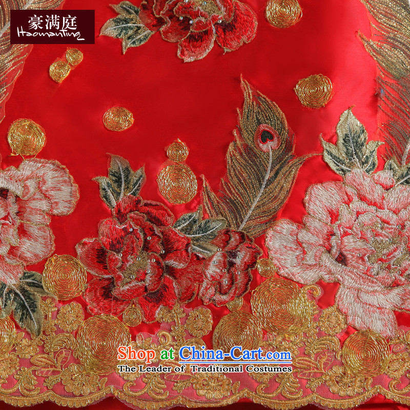 Chinese wedding dress bride bows long service tail retro embroidery cheongsam dress married a crowsfoot banquet evening dresses red , L Ho full Chamber , , , shopping on the Internet