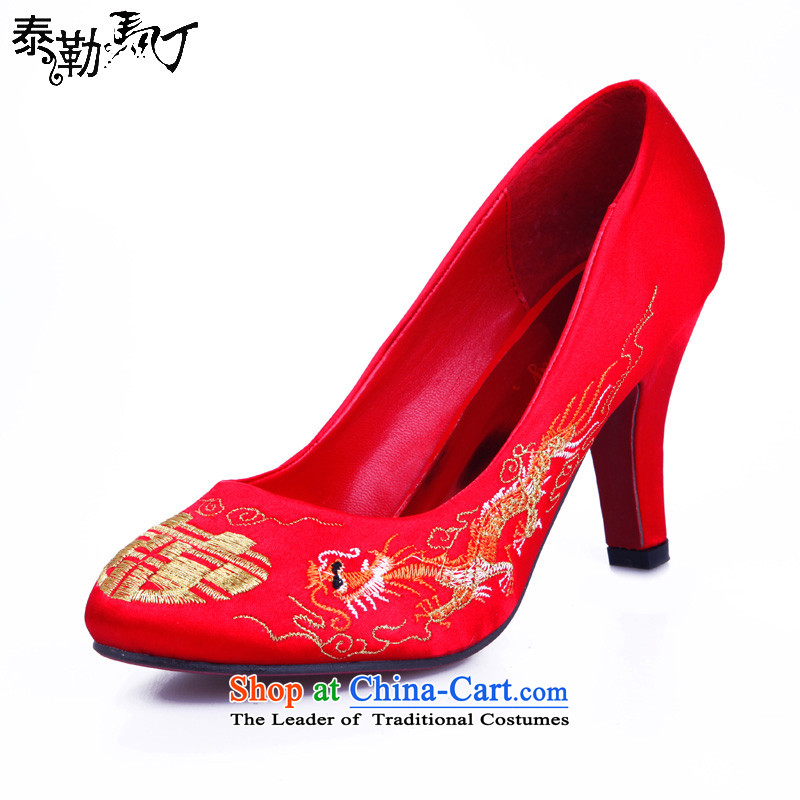 Taylor married women shoes with Martin Sau Wo Service qipao bows shoe service embroidery women shoes Red?37