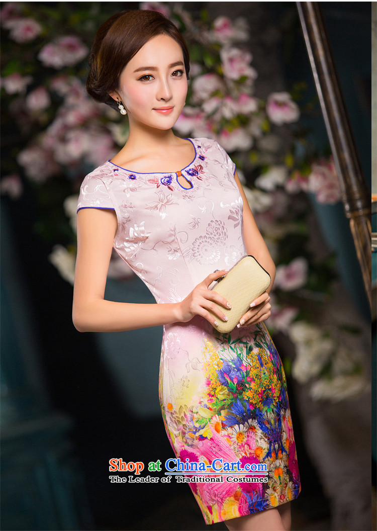Time the new Syrian) Autumn 2015 female modern qipao improved cheongsam dress stylish embroidered round-neck collar short-sleeved gown girl cheongsam pictures toasting champagne color M brand, prices, picture platters! The elections are supplied in the national character of distribution, so action, buy now enjoy more preferential! As soon as possible.