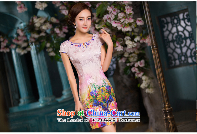 Time the new Syrian) Autumn 2015 female modern qipao improved cheongsam dress stylish embroidered round-neck collar short-sleeved gown girl cheongsam pictures toasting champagne color M brand, prices, picture platters! The elections are supplied in the national character of distribution, so action, buy now enjoy more preferential! As soon as possible.