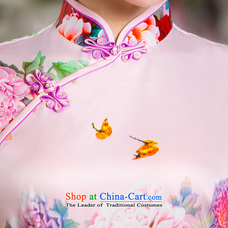 Time Syrian new autumn 2015 cheongsam with white short-sleeved improved retro daily cheongsam dress female temperament, banquet dress qipao short picture color L, Syria has been pressed time shopping on the Internet