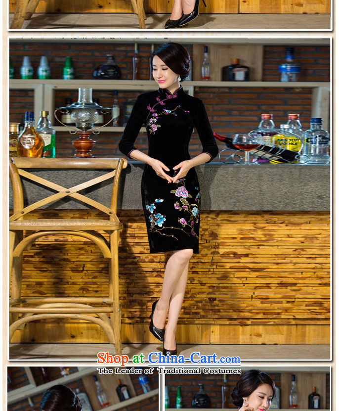 Siu Yan 2015 autumn and winter new MOM pack qipao skirt in long-sleeved retro wedding girl who temperament qipao Tibet decorated in blue S picture, prices, brand platters! The elections are supplied in the national character of distribution, so action, buy now enjoy more preferential! As soon as possible.