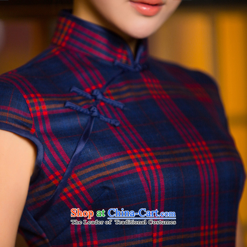 Syria Tang service hour qipao 2015 new improved daily retro literary autumn graphics thin latticed cheongsam dress short skirt the fall of qipao installed 180 M, Syria has been pressed time shopping on the Internet