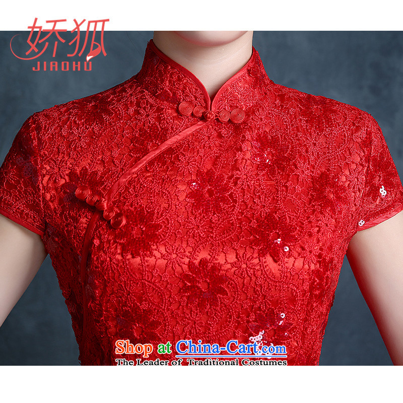 To Fox marriages qipao bows services 2015 new evening dresses red Stylish retro Sau San improved short skirt Red Fox (jiaohu concubine S) , , , shopping on the Internet