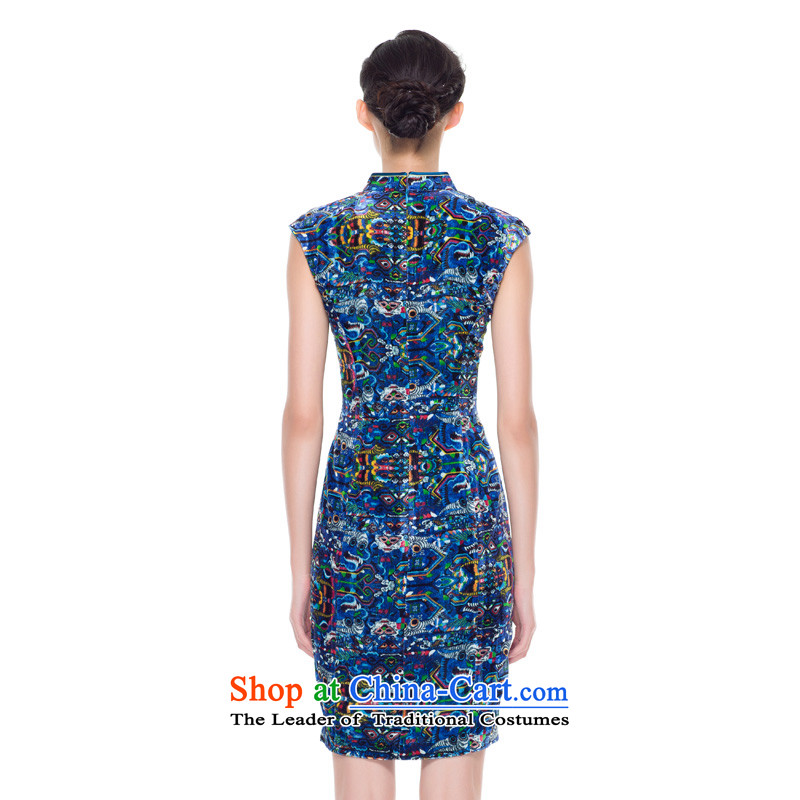 The cheongsam dress wood really fall 2015 new products silk velvet gown mother improved qipao l Load 43072 10 deep blue wooden really a , , , S, shopping on the Internet