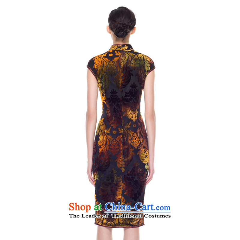 The cheongsam dress wood really fall 2015 new products dress gold really improved qipao mother with velvet 53356 13 Light yellow S, wood really a , , , shopping on the Internet