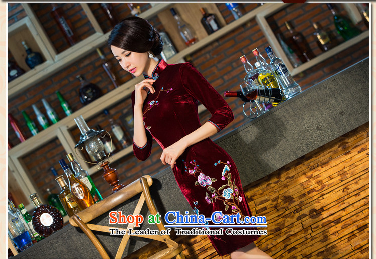 2015 Autumn and Winter Fruit new moms with scouring pads in the skirt qipao Kim sleeve length) Improved retro wedding Blue M picture, prices, brand platters! The elections are supplied in the national character of distribution, so action, buy now enjoy more preferential! As soon as possible.