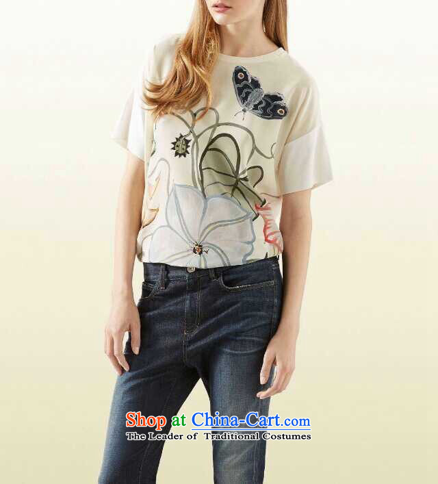 Only the 2015 summer attire vpro new t-shirts european style of lotus flowers site loose fit short-sleeved T-shirt silk KB03 female white S picture, prices, brand platters! The elections are supplied in the national character of distribution, so action, buy now enjoy more preferential! As soon as possible.