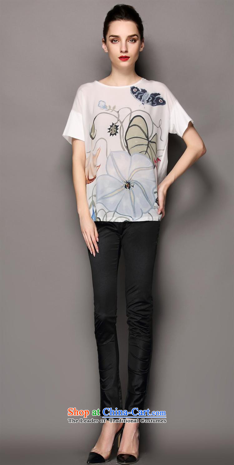 Only the 2015 summer attire vpro new t-shirts european style of lotus flowers site loose fit short-sleeved T-shirt silk KB03 female white S picture, prices, brand platters! The elections are supplied in the national character of distribution, so action, buy now enjoy more preferential! As soon as possible.