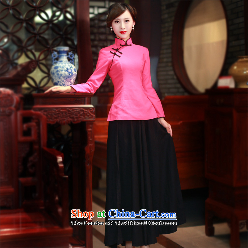 After the fall of 2015, the Wind new boxed Tang Women's clothes long-sleeved clothing ethnic cotton linen CHINESE CHEONGSAM Dress Shirt 5808 5808 in red after the wind has been pressed XXL, shopping on the Internet