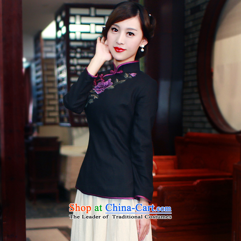 Ms. Tang dynasty wind ruyi summer pure color Chinese tea art clothing improved long-sleeved qipao cotton linen clothes was 5 809 was 5 809 after-XL, suit shopping on the Internet has been pressed.