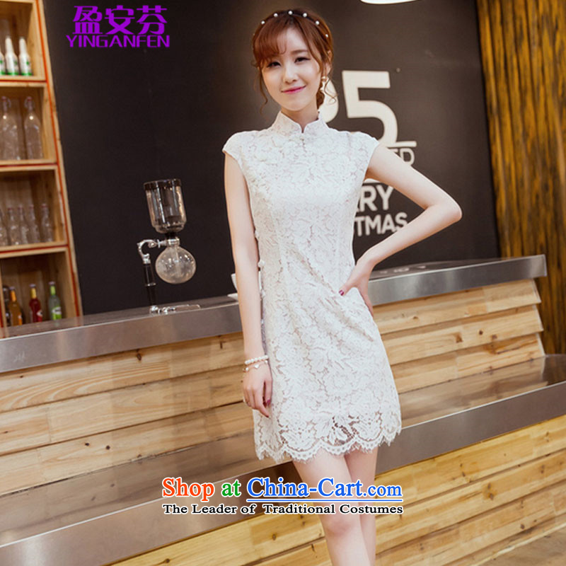 In 2015, the summer surplus new aristocratic temperament cheongsam collar retro-tie lace Sau San video thin dresses female #178 Pink and White M surplus of the fen (YINGANFEN) , , , shopping on the Internet