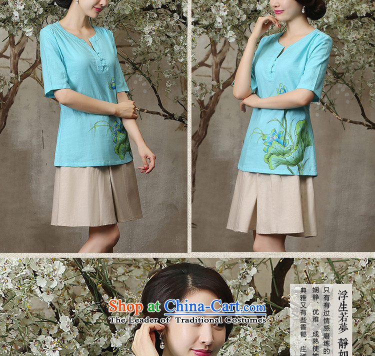 The new 2015 summer and fall of qipao shirt with daily retro improved cotton linen dresses in the short-sleeved T-shirt + skirts XL Photo, prices, brand platters! The elections are supplied in the national character of distribution, so action, buy now enjoy more preferential! As soon as possible.