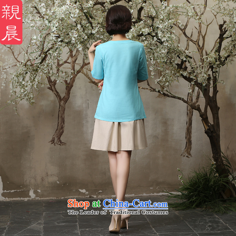 The new 2015 summer and fall of qipao shirt with daily retro improved cotton linen dresses in the short-sleeved T-shirt + skirts XL, pro-am , , , shopping on the Internet