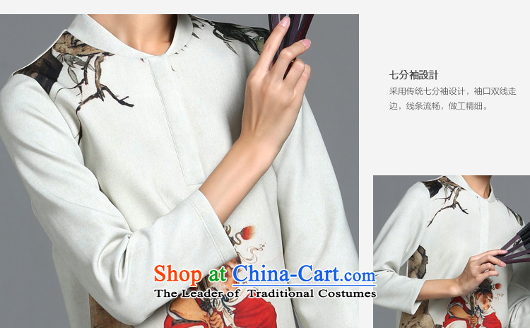 【 mustard original health days/China wind align the original personality stamp cheongsam dress female autumn and winter long-sleeved cheongsam dress autumn new white spot XL Photo, prices, brand platters! The elections are supplied in the national character of distribution, so action, buy now enjoy more preferential! As soon as possible.