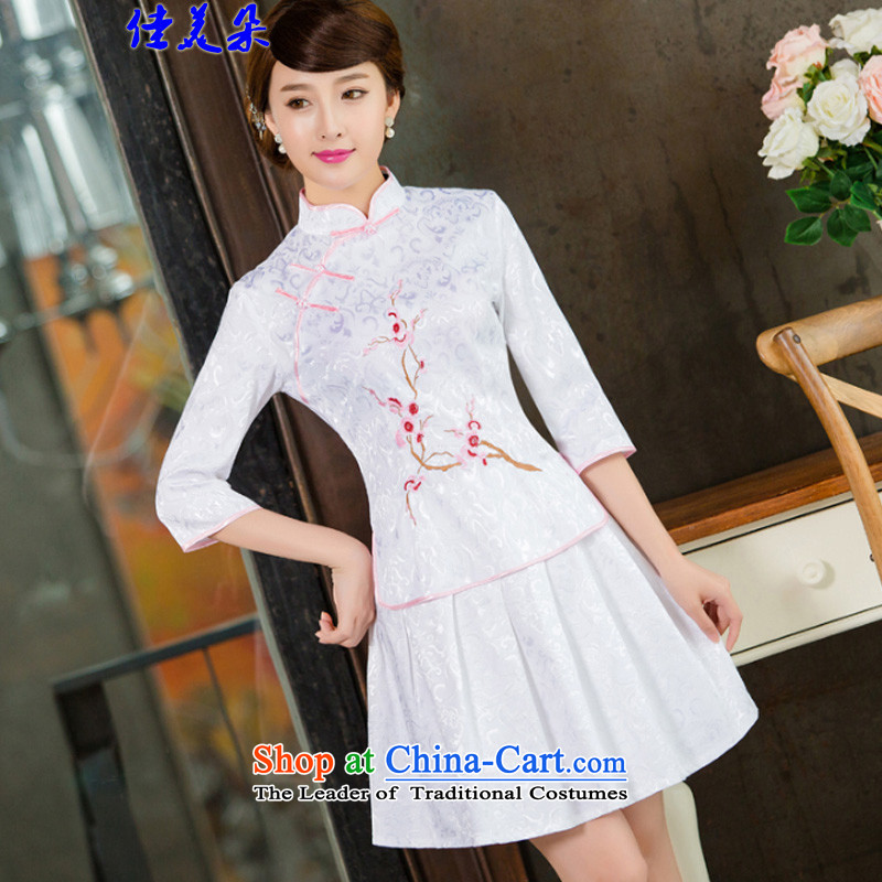 Jia Mei flower   spring and summer 2015 new daily cheongsam dress retro style two kit B Pink Sleeves in cuff 1125 XL, JIA MEI (JIA MEI DUO) , , , shopping on the Internet