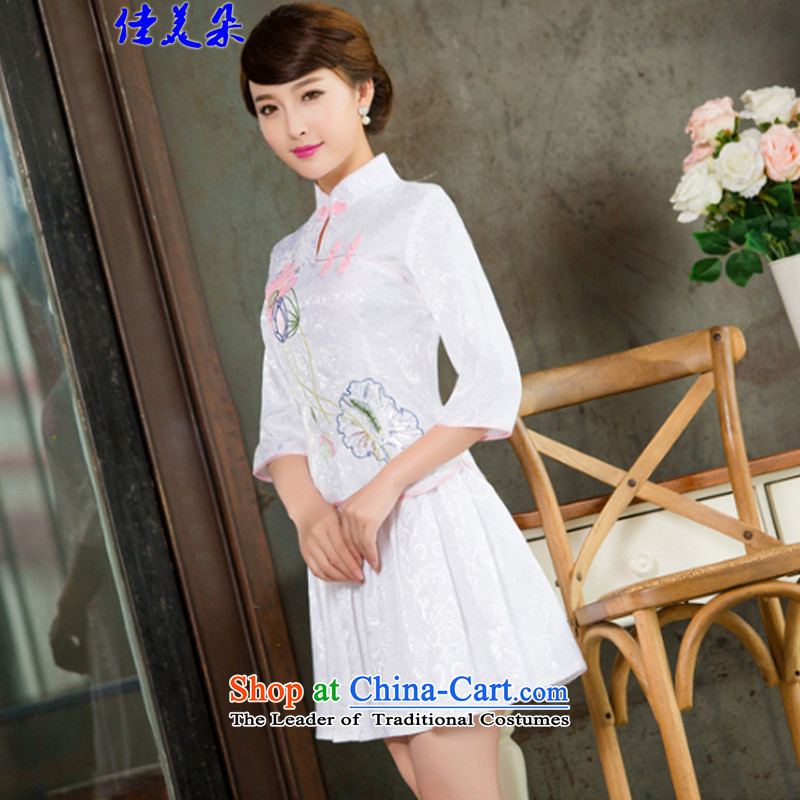 Jia Mei flower   spring and summer 2015 Women's new daily long-sleeved Stylish retro qipao two kit B cuffs Pink Sleeves in 1121 XXL, JIA MEI (JIA MEI DUO) , , , shopping on the Internet