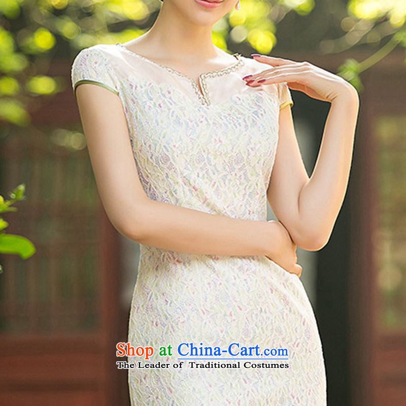 Mr YUEN of Teresa Mo daily lace recalls that the stylish new skirt qipao retro qipao summer improved cheongsam dress female Z 029  M, Yuan of color picture (YUAN SU shopping on the Internet has been pressed.)