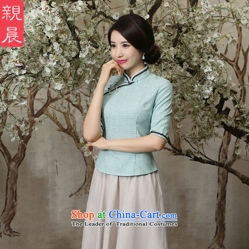 The pro-am new clothes in summer and autumn 2015 cheongsam with daily Chinese Antique Tang Dynasty Han-improvement sleeved shirt + M white dress XL, pro-am in , , , shopping on the Internet