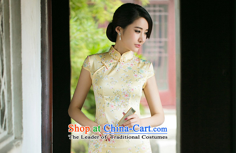 Yuan of water Yui retro cheongsam dress new stylish qipao gown temperament improved qipao improved dresses saika ethnic women Z 048 light yellow L picture, prices, brand platters! The elections are supplied in the national character of distribution, so action, buy now enjoy more preferential! As soon as possible.