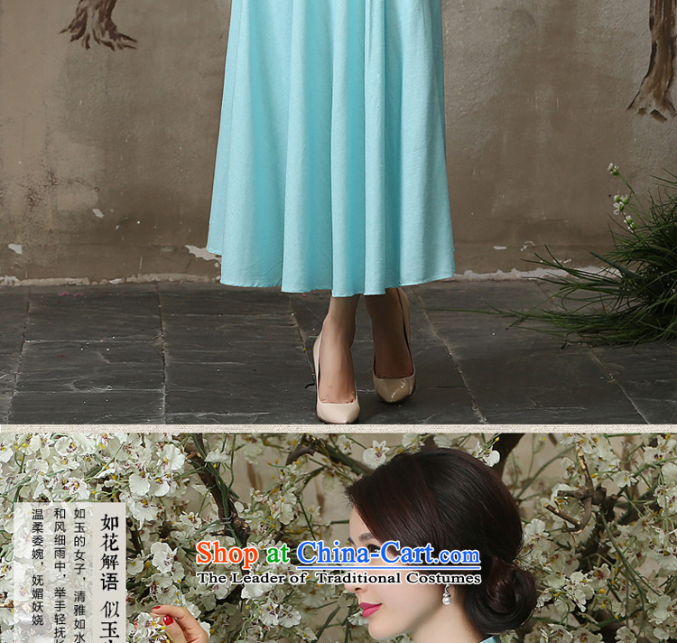 The pro-am new cotton linen clothes summer qipao 2015 Ms. daily maximum code linen improved cheongsam dress shirt + light blue skirt in 2XL pictures, prices, brand platters! The elections are supplied in the national character of distribution, so action, buy now enjoy more preferential! As soon as possible.