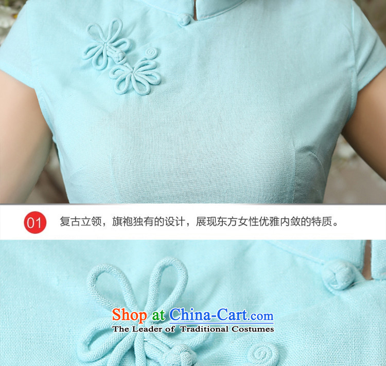 The pro-am new cotton linen clothes summer qipao 2015 Ms. daily maximum code linen improved cheongsam dress shirt + light blue skirt in 2XL pictures, prices, brand platters! The elections are supplied in the national character of distribution, so action, buy now enjoy more preferential! As soon as possible.